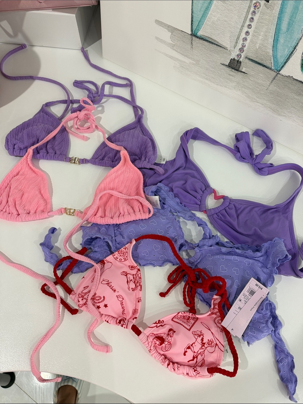 wild fable Pink, Lavender & Purple Mixed Triangle Bikini Tops